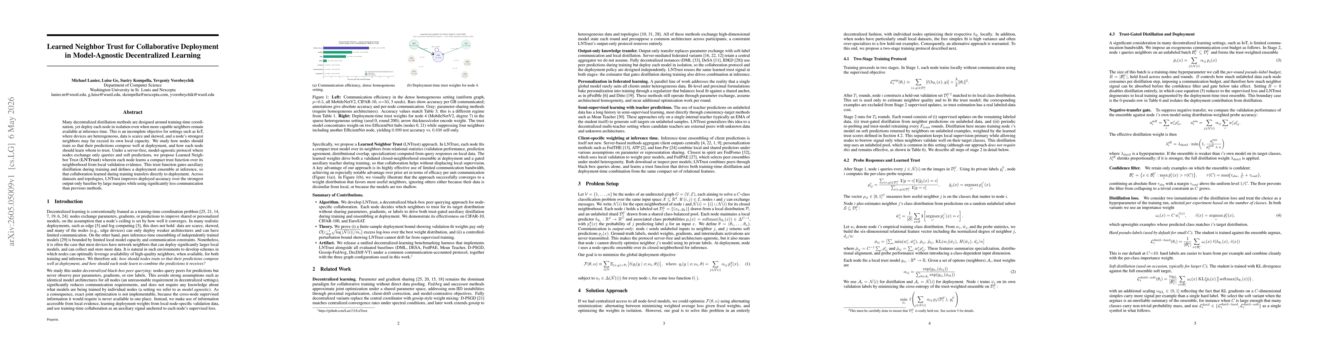 Thumbnail for Learned Neighbor Trust for Collaborative Deployment in Model-Agnostic Decentralized Learning