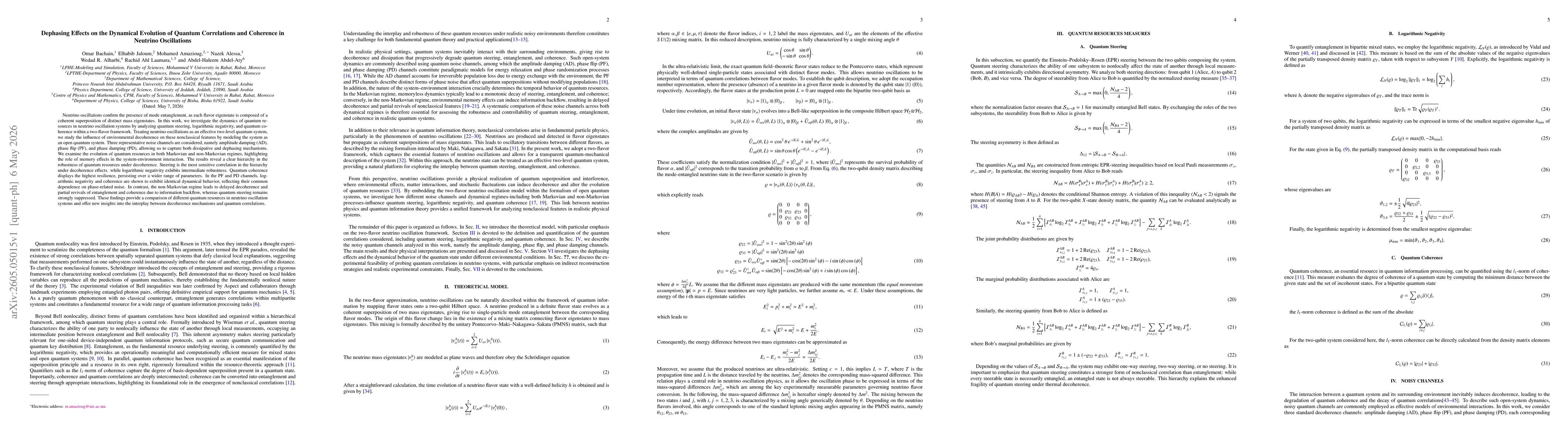 Thumbnail for Dephasing Effects on the Dynamical Evolution of Quantum Correlations and Coherence in Neutrino Oscillations