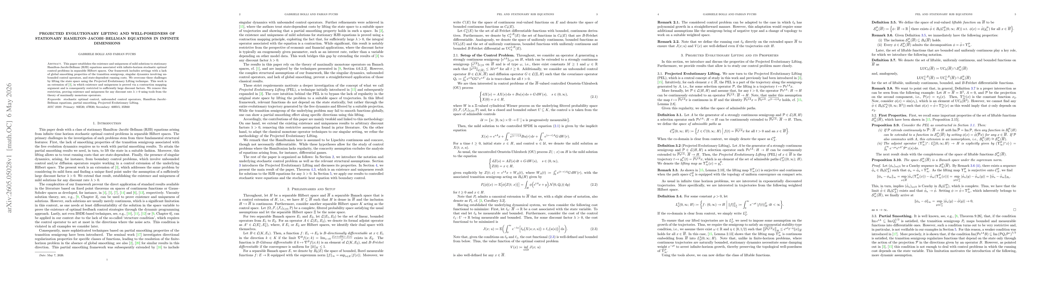 Thumbnail for Projected Evolutionary Lifting and Well-Posedness of Stationary Hamilton-Jacobi-Bellman Equations in Infinite Dimensions