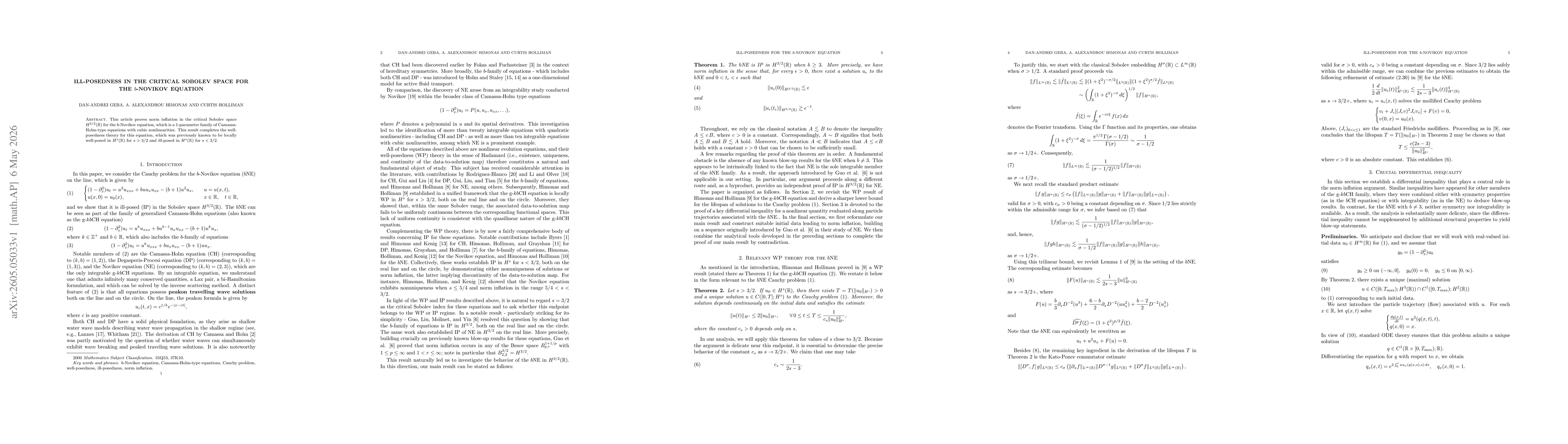 Thumbnail for Ill-posedness in the critical Sobolev space for the $b$-Novikov equation