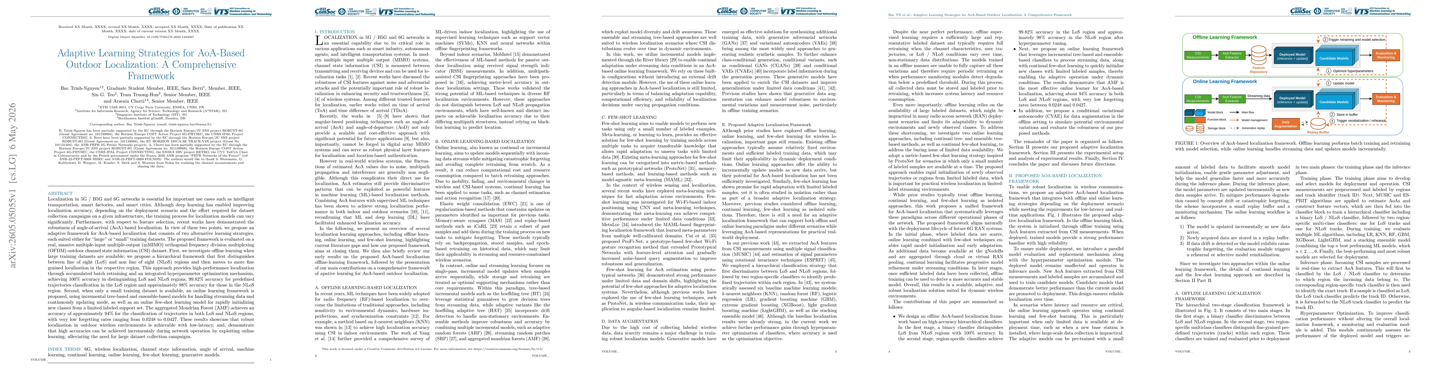 Thumbnail for Adaptive Learning Strategies for AoA-Based Outdoor Localization: A Comprehensive Framework