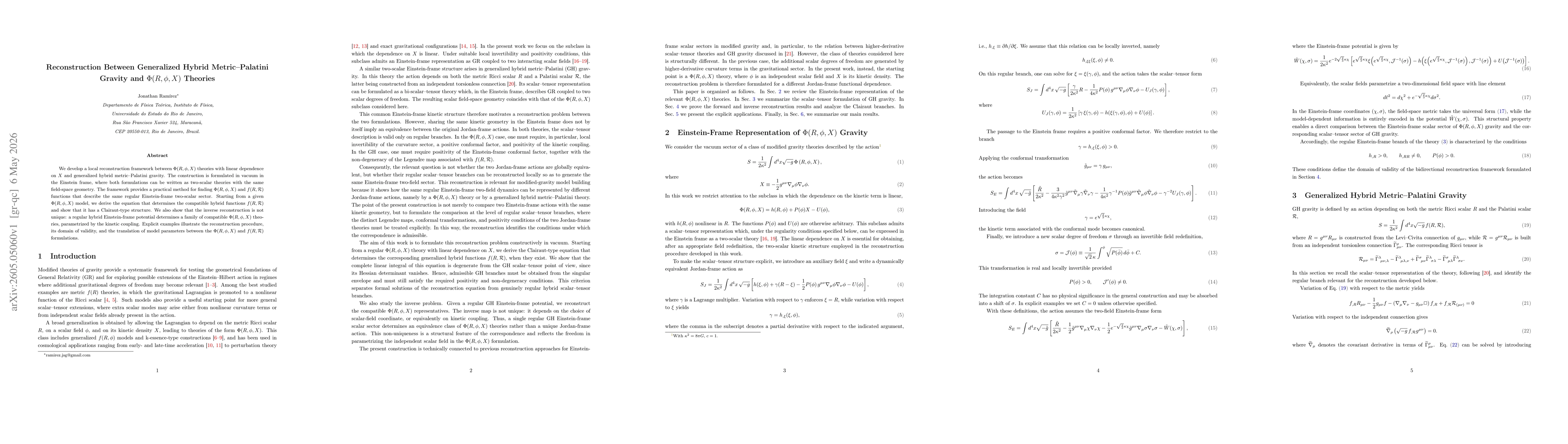 Thumbnail for Reconstruction Between Generalized Hybrid Metric--Palatini Gravity and $Φ(R,φ,X)$ Theories