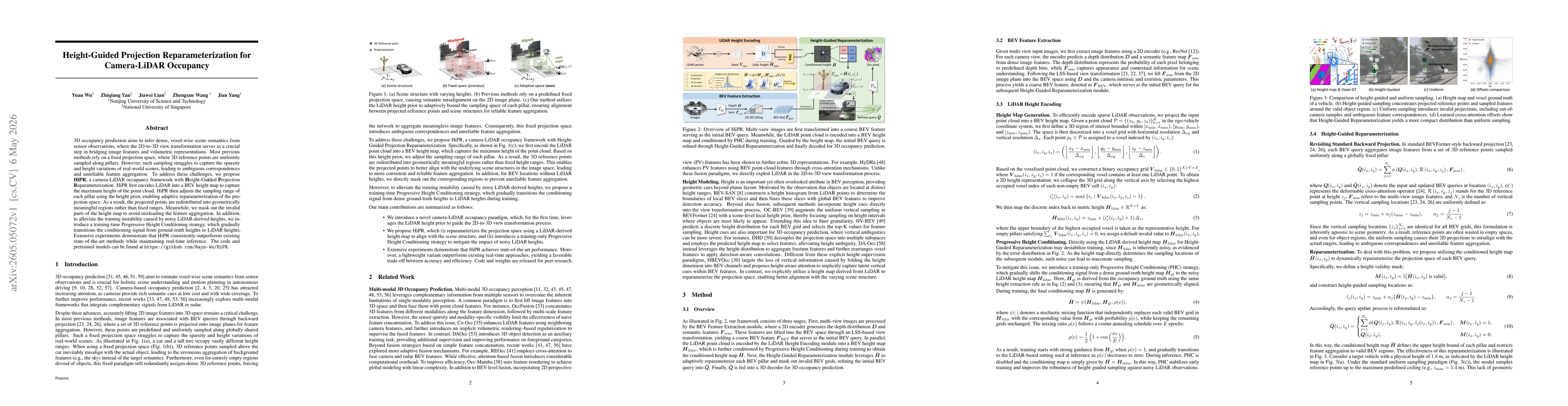 Thumbnail for Height-Guided Projection Reparameterization for Camera-LiDAR Occupancy