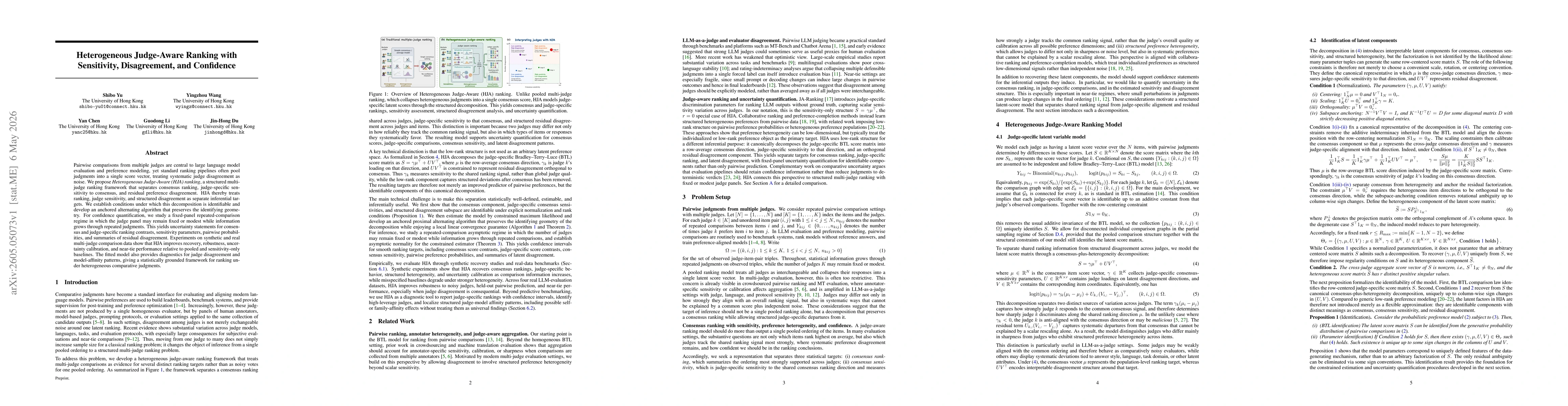Thumbnail for Heterogeneous Judge-Aware Ranking with Sensitivity, Disagreement, and Confidence