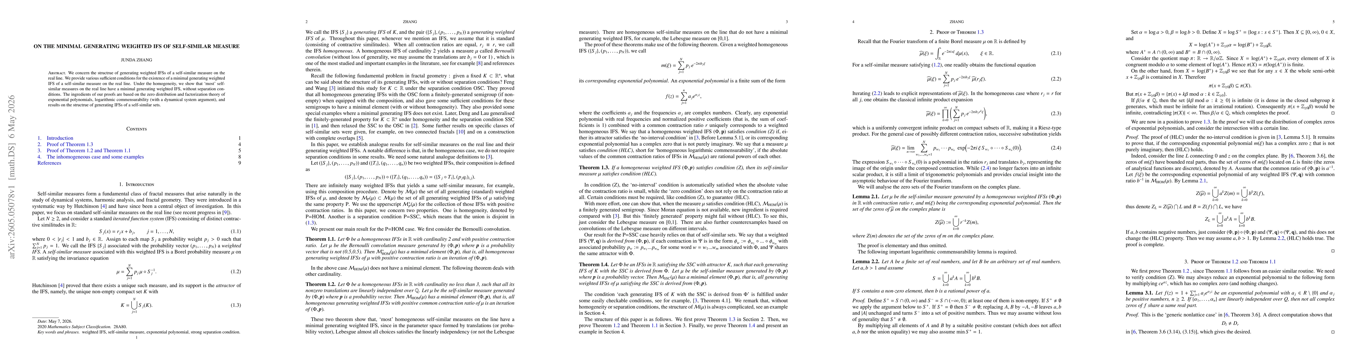 Thumbnail for On the minimal generating weighted IFS of self-similar measure