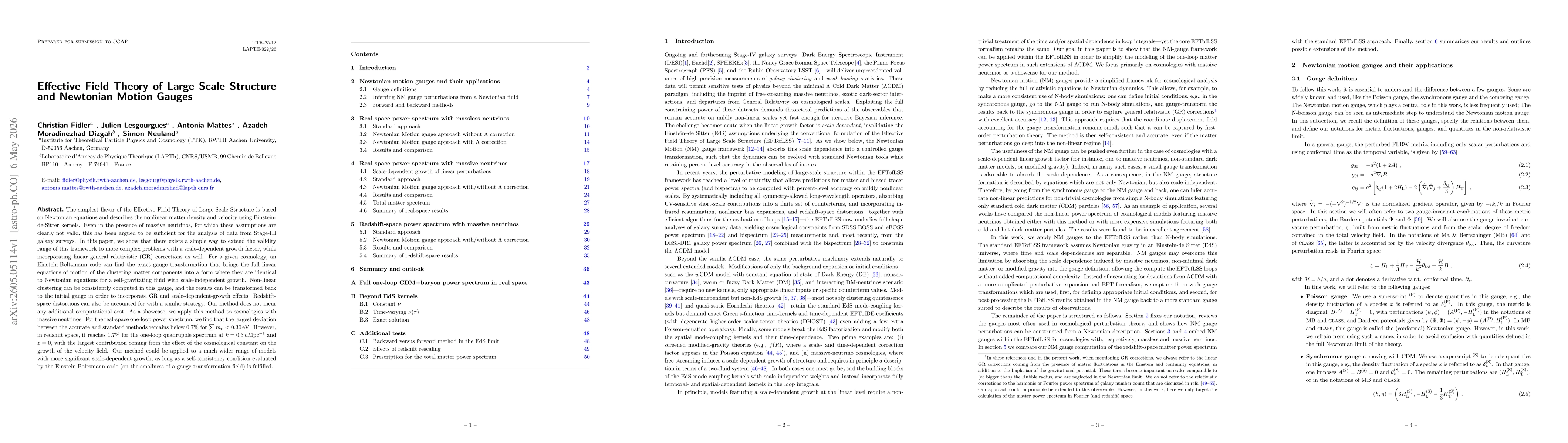 Thumbnail for Effective Field Theory of Large Scale Structure and Newtonian Motion Gauges