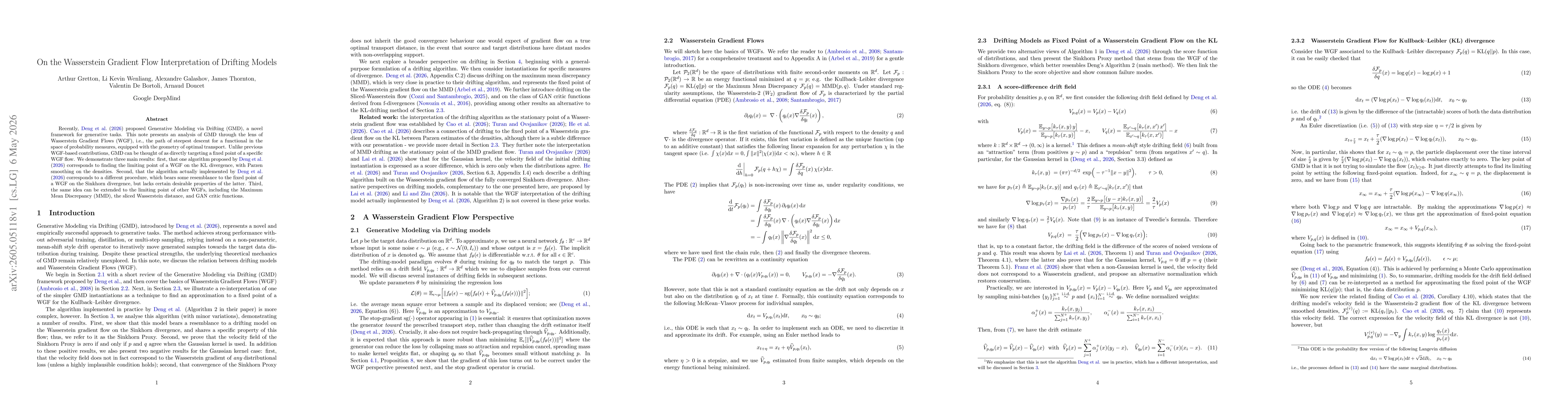 Thumbnail for On the Wasserstein Gradient Flow Interpretation of Drifting Models