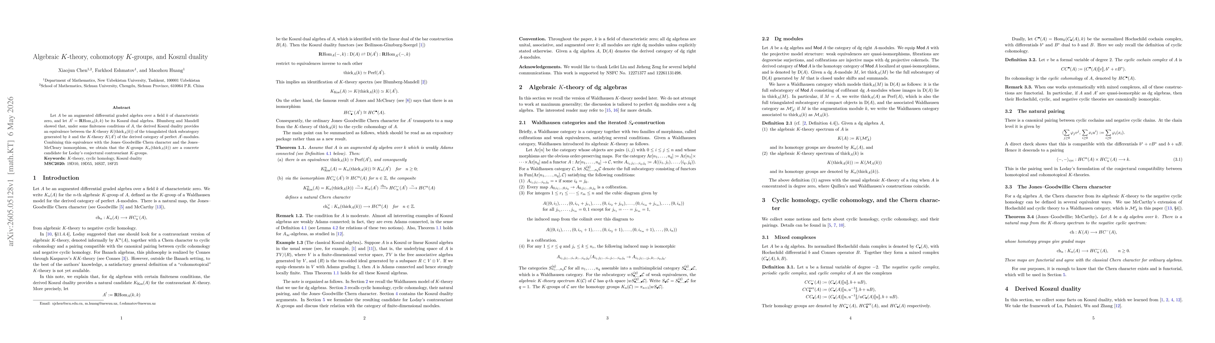 Thumbnail for Algebraic $K$-theory, cohomotopy $K$-groups, and Koszul duality