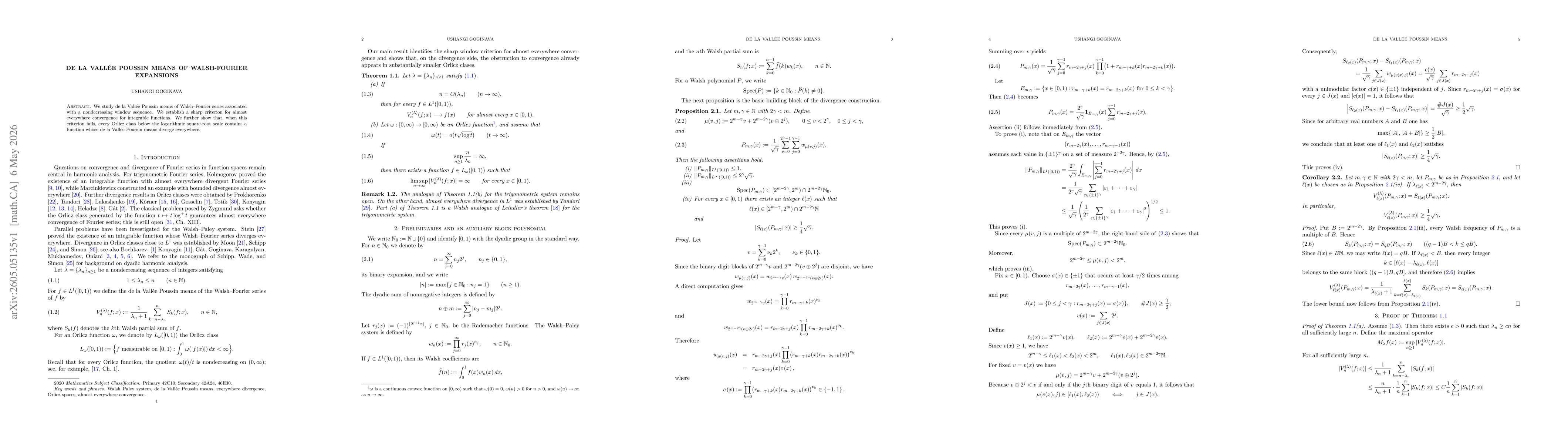 Thumbnail for de la Vallée Poussin Means of Walsh-Fourier Expansions