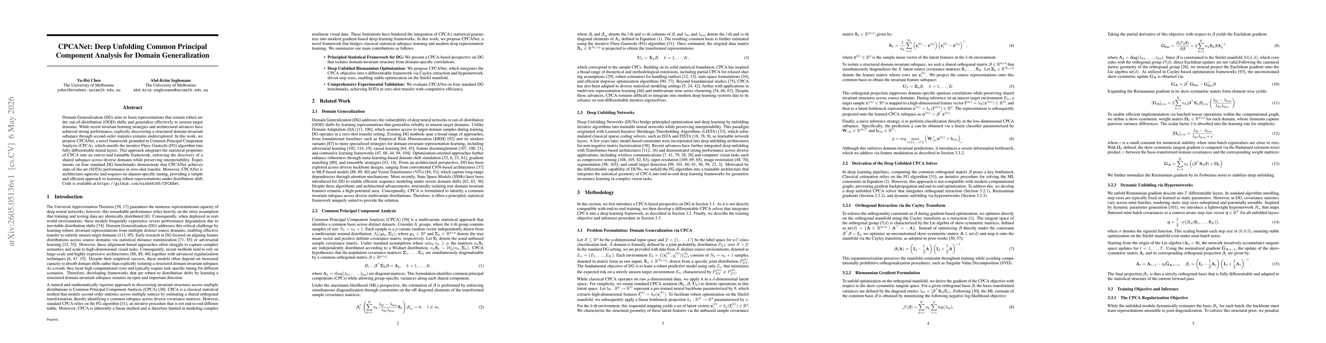 Thumbnail for CPCANet: Deep Unfolding Common Principal Component Analysis for Domain Generalization