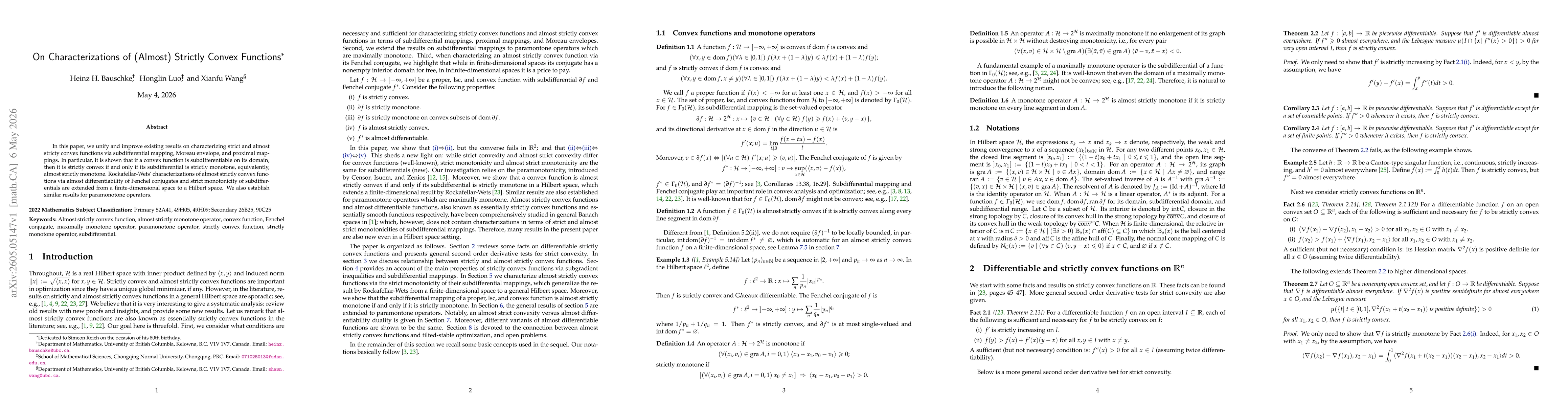 Thumbnail for On Characterizations of (Almost) Strictly Convex Functions