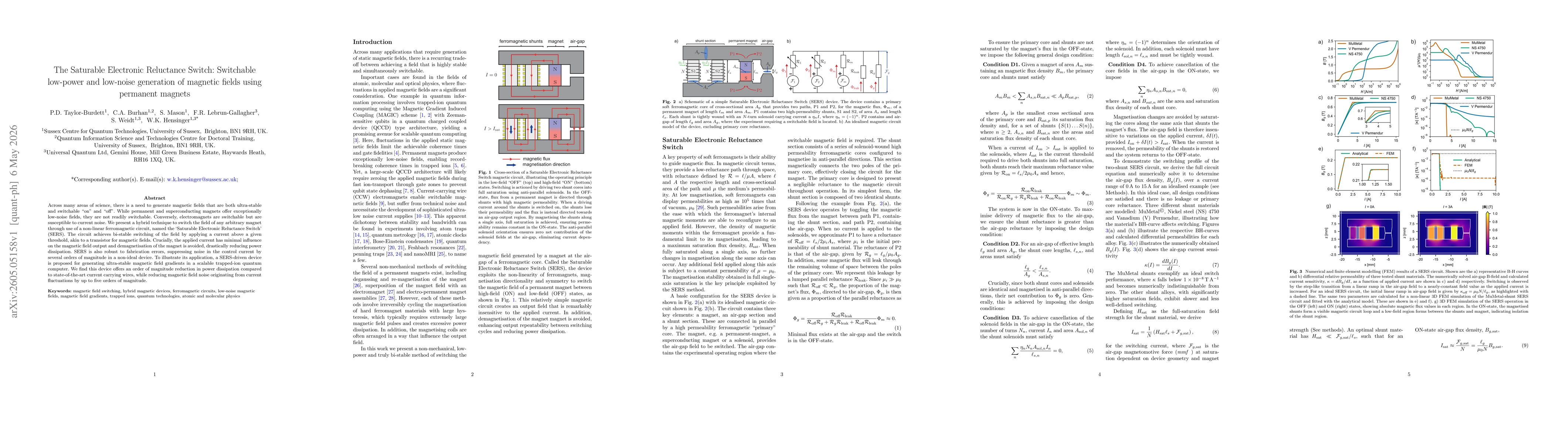 Thumbnail for The Saturable Electronic Reluctance Switch: Switchable low-power and low-noise generation of magnetic fields using permanent magnets