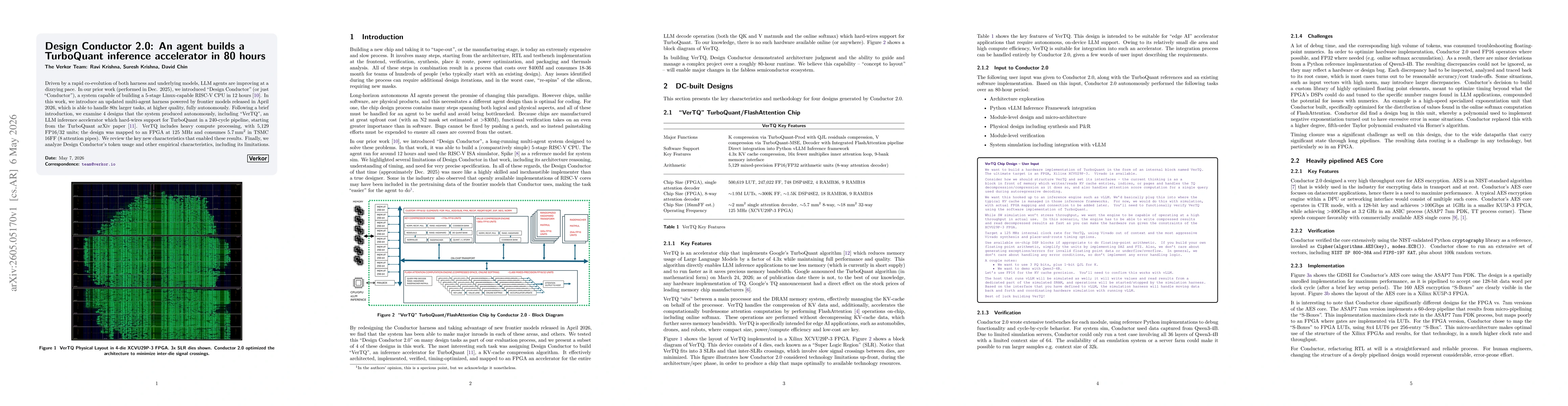 Thumbnail for Design Conductor 2.0: An agent builds a TurboQuant inference accelerator in 80 hours