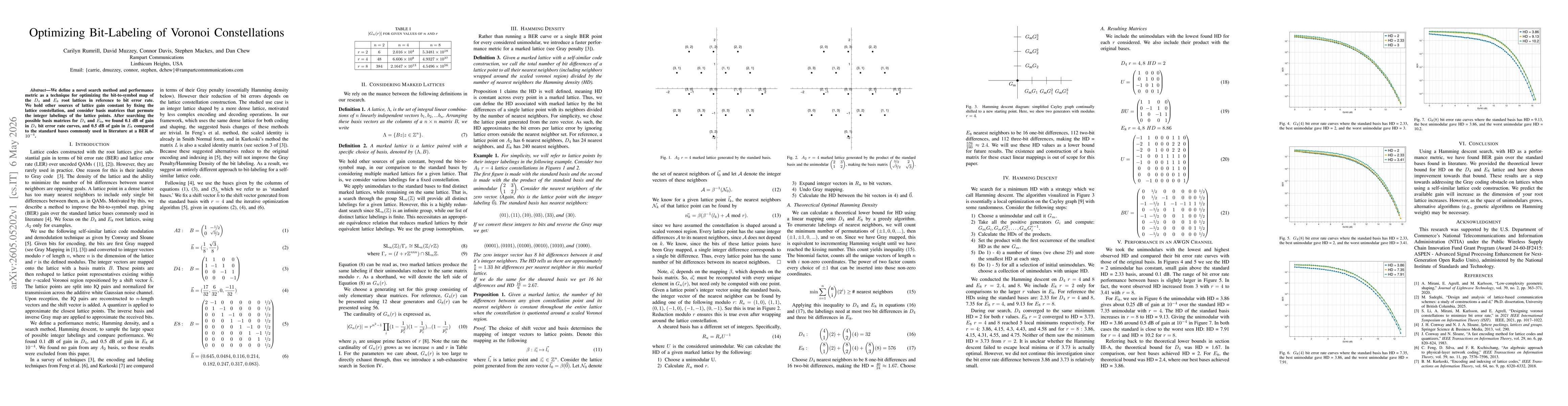 Thumbnail for Optimizing Bit-Labeling of Voronoi Constellations