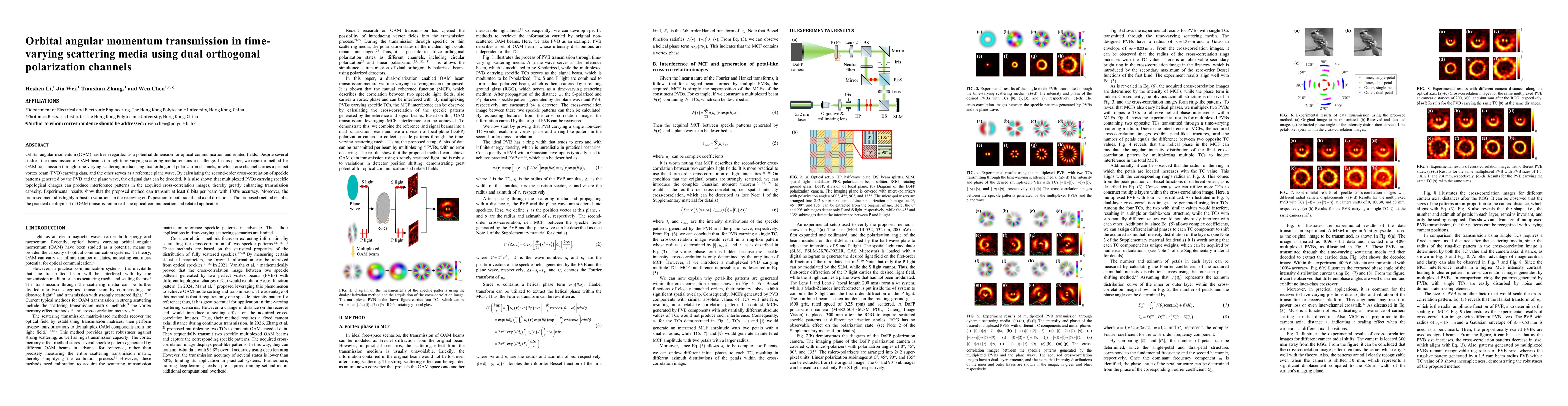 Thumbnail for Orbital angular momentum transmission in time-varying scattering media using dual orthogonal polarization channels