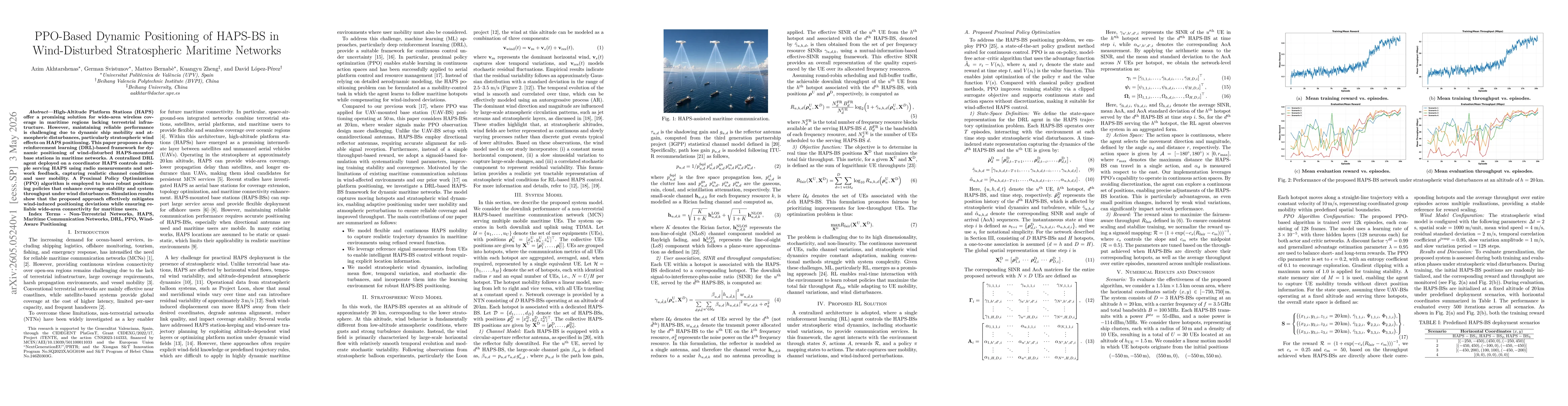 Thumbnail for PPO-Based Dynamic Positioning of HAPS-BS in Wind-Disturbed Stratospheric Maritime Networks