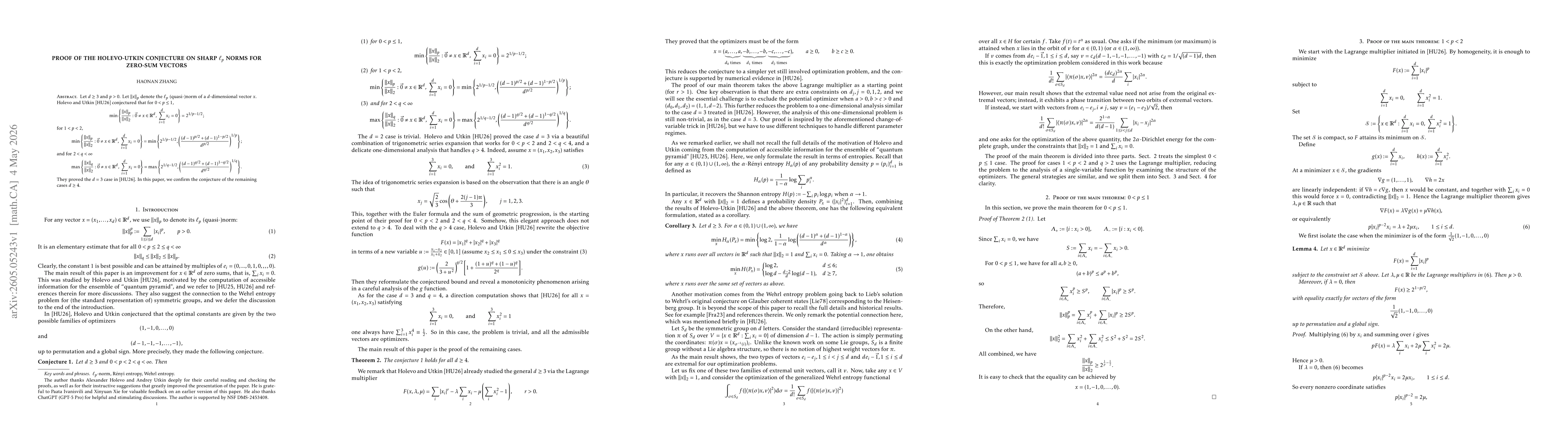 Thumbnail for Proof of the Holevo-Utkin conjecture on sharp $\ell_p$ norms for zero-sum vectors