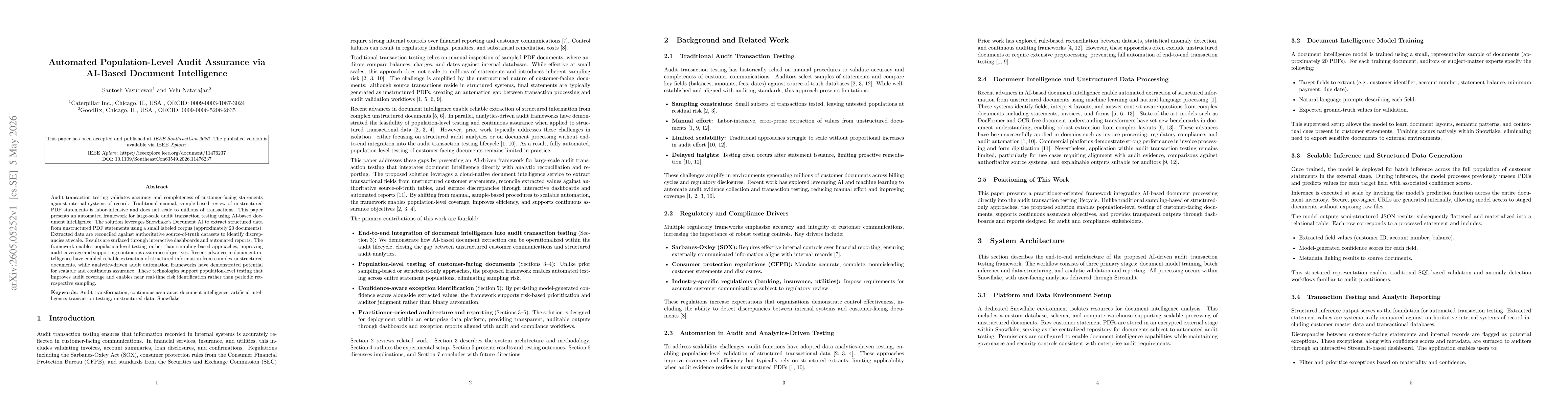 Thumbnail for Automated Population-Level Audit Assurance via AI-Based Document Intelligence