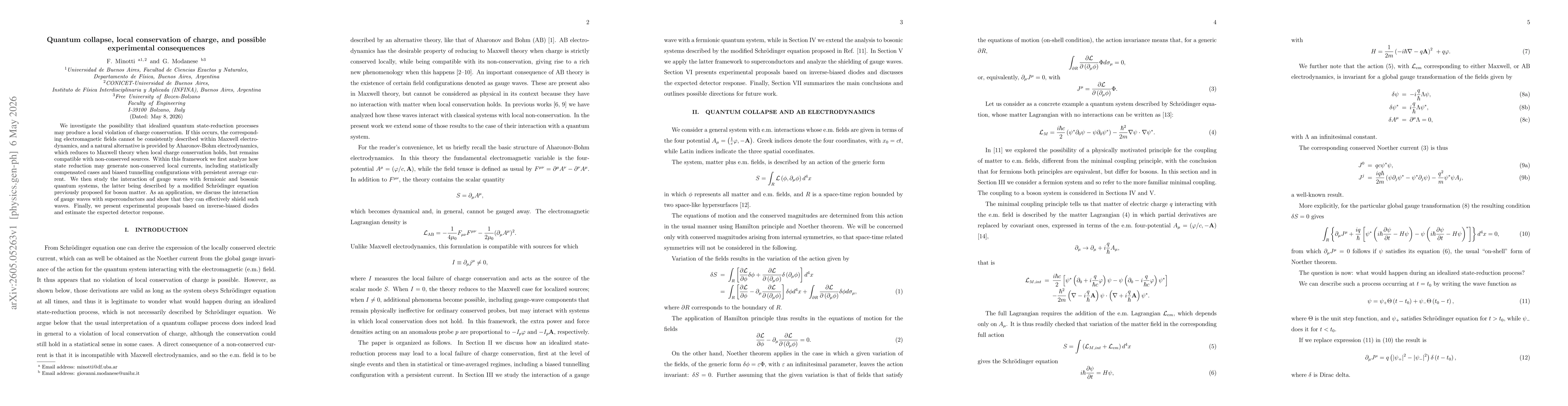 Thumbnail for Quantum collapse, local conservation of charge, and possible experimental consequences