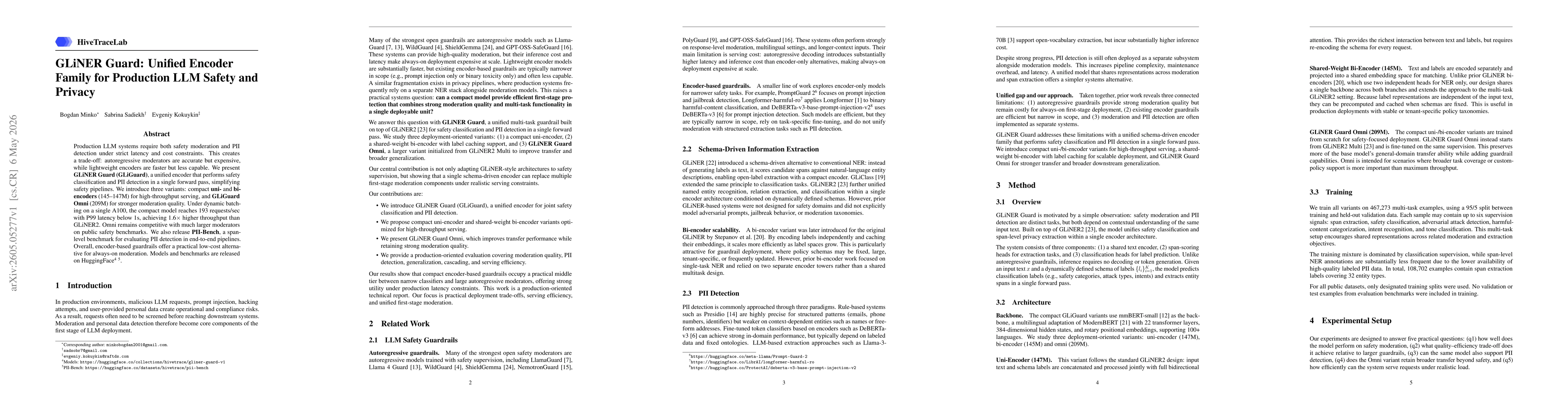Thumbnail for GLiNER Guard: Unified Encoder Family for Production LLM Safety and Privacy