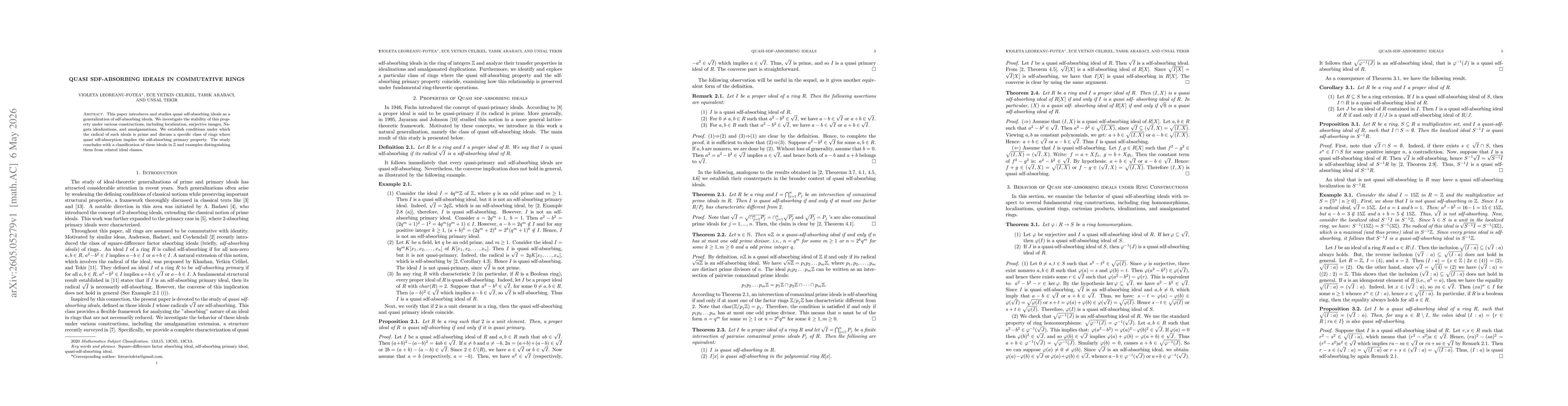 Thumbnail for Quasi sdf-absorbing ideals in commutative rings