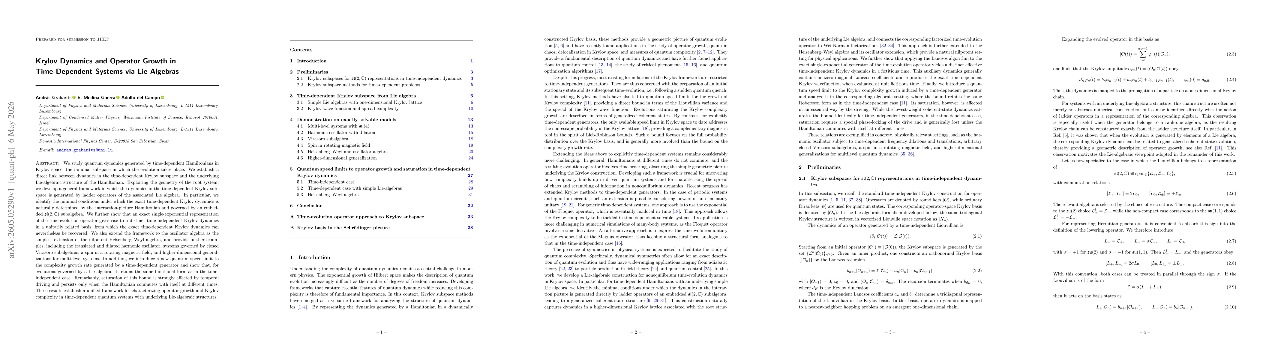 Thumbnail for Krylov Dynamics and Operator Growth in Time-Dependent Systems via Lie Algebras