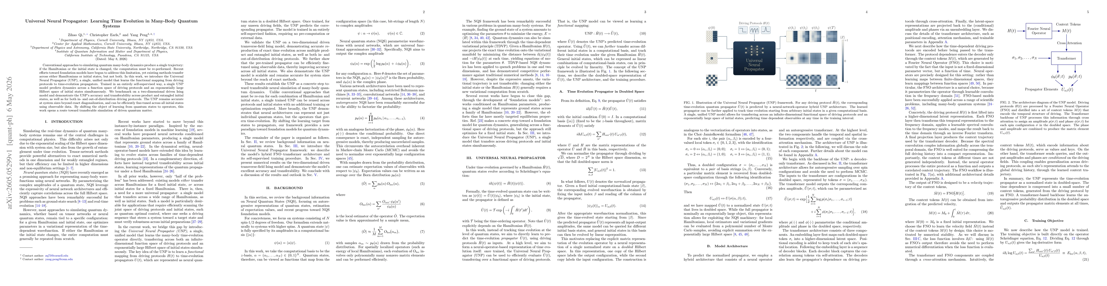 Thumbnail for Universal Neural Propagator: Learning Time Evolution in Many-Body Quantum Systems