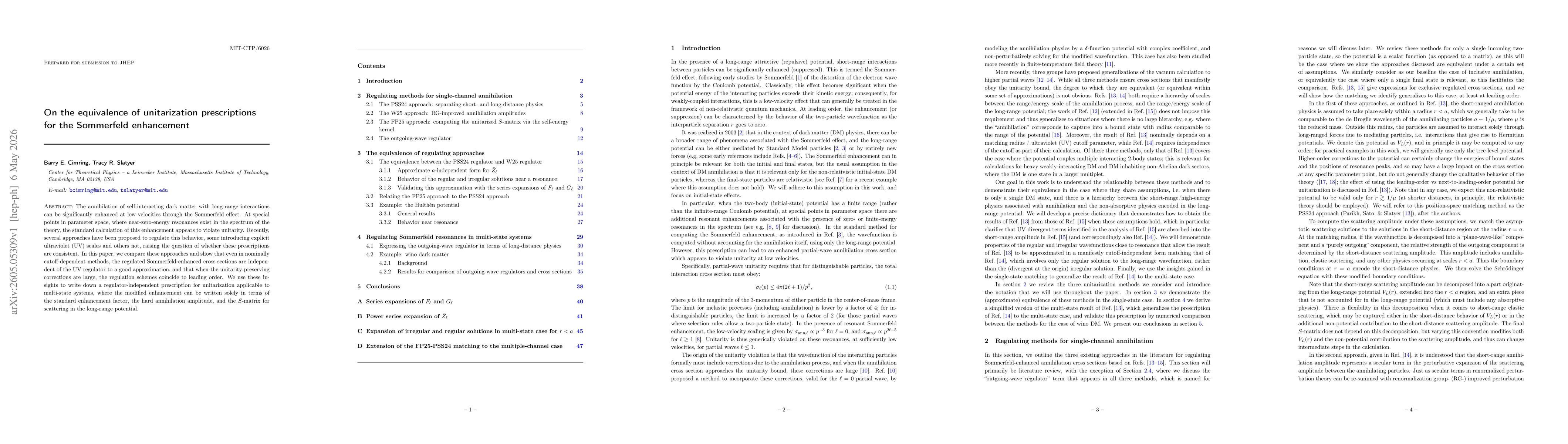 Thumbnail for On the equivalence of unitarization prescriptions for the Sommerfeld enhancement