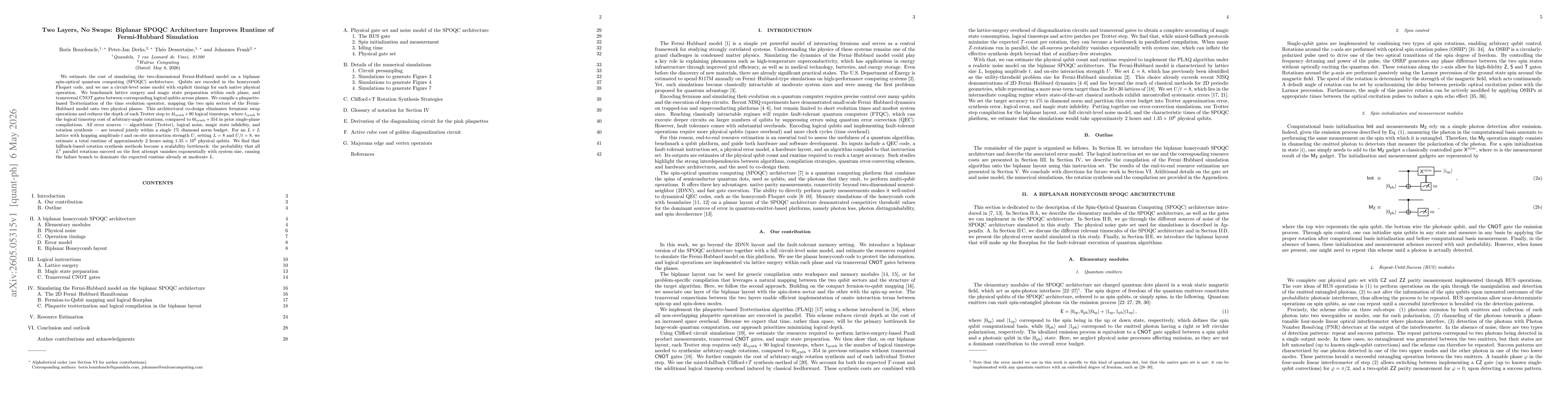 Thumbnail for Two Layers, No Swaps: Biplanar SPOQC Architecture Improves Runtime of Fermi-Hubbard Simulation