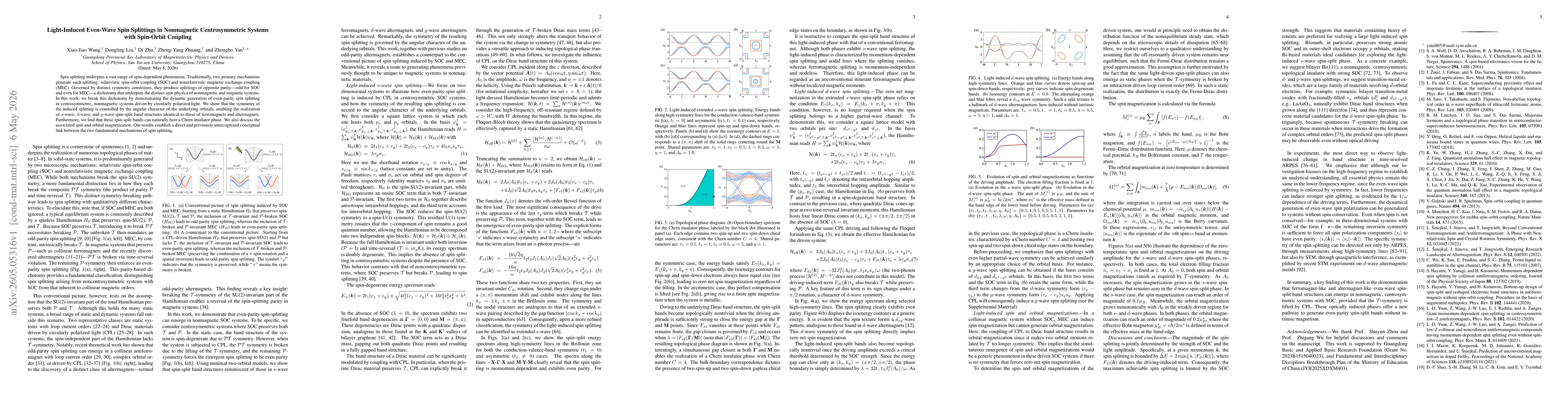 Thumbnail for Light-Induced Even-Wave Spin Splittings in Nonmagnetic Centrosymmetric Systems with Spin-Orbit Coupling