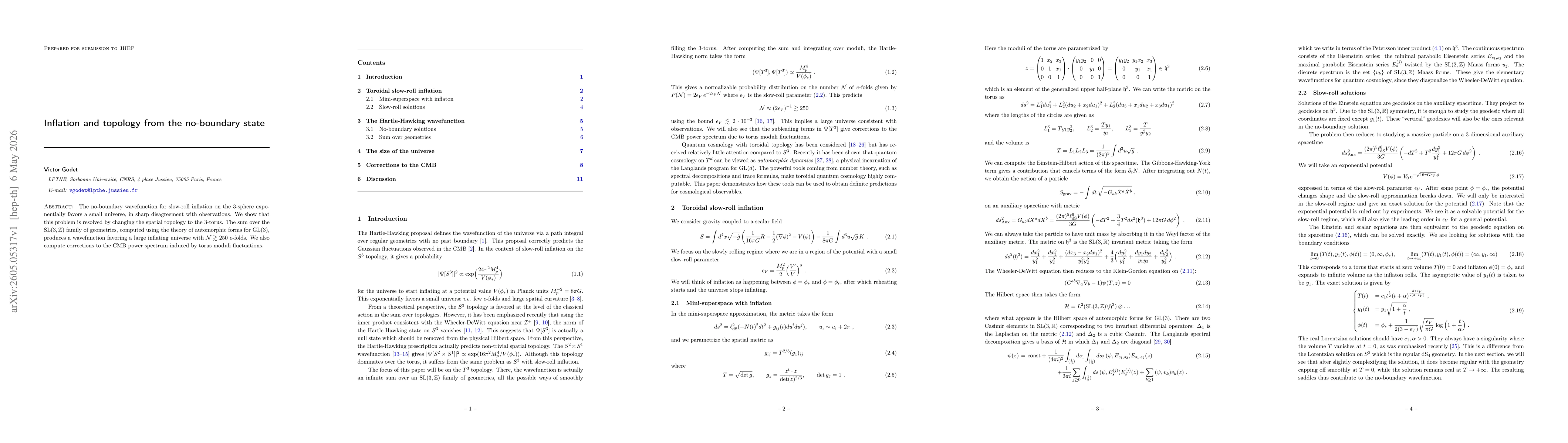 Thumbnail for Inflation and topology from the no-boundary state