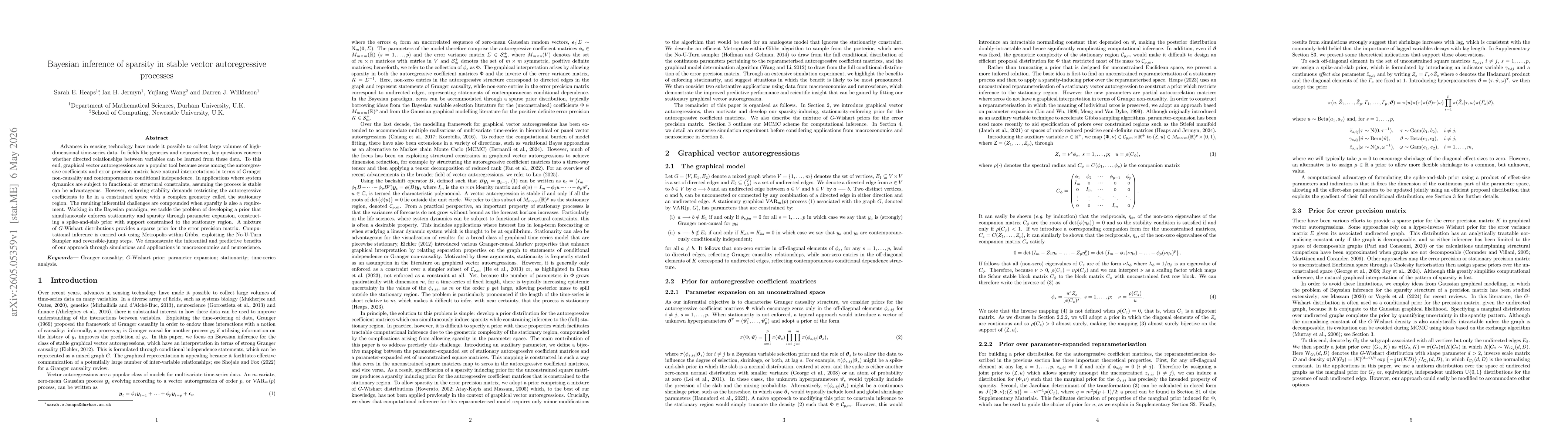 Thumbnail for Bayesian inference of sparsity in stable vector autoregressive processes