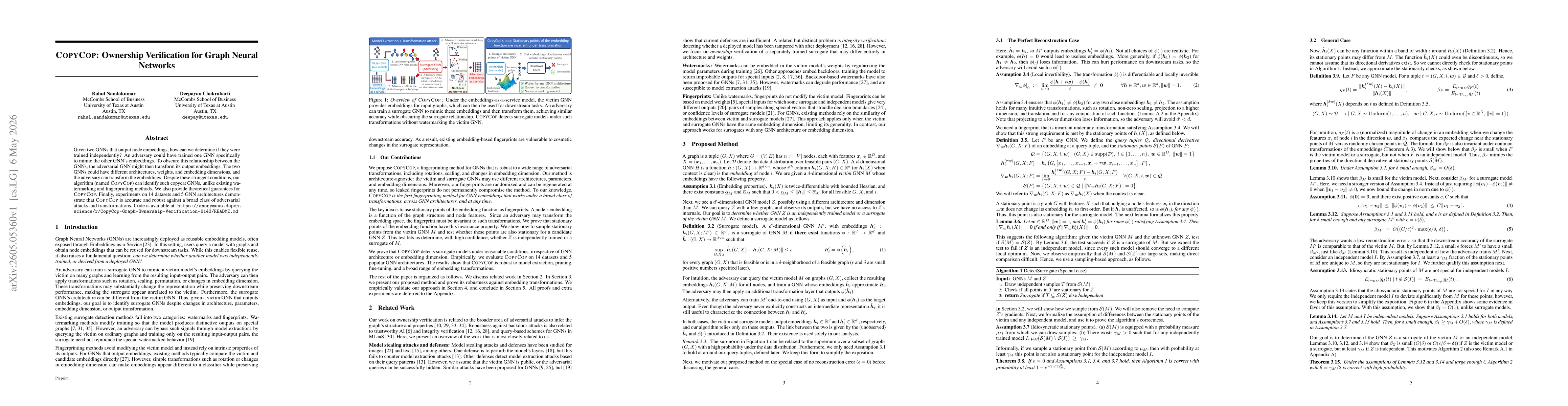 Thumbnail for COPYCOP: Ownership Verification for Graph Neural Networks