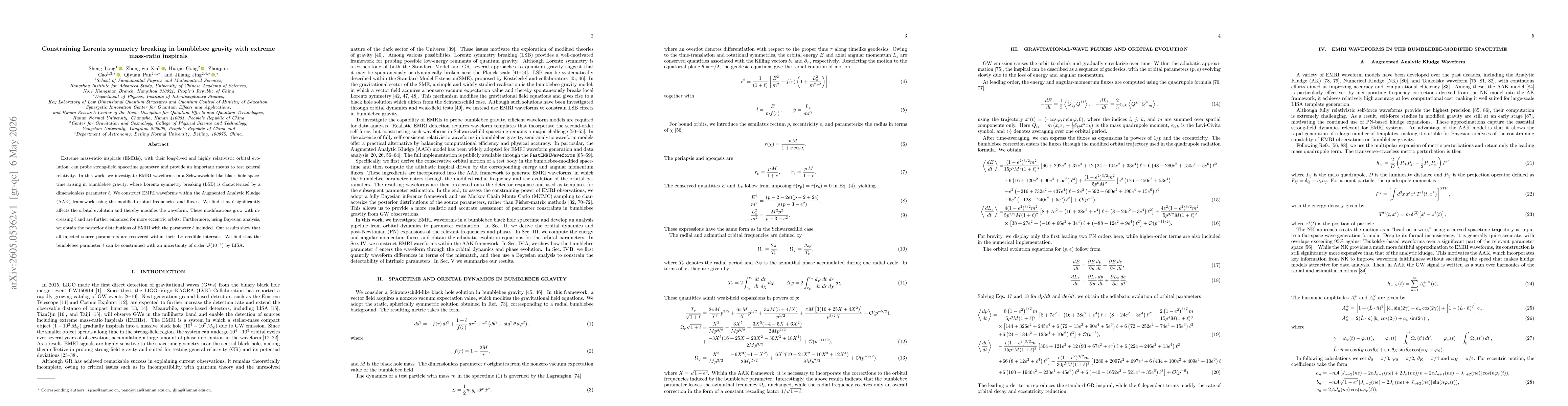 Thumbnail for Constraining Lorentz symmetry breaking in bumblebee gravity with extreme mass-ratio inspirals