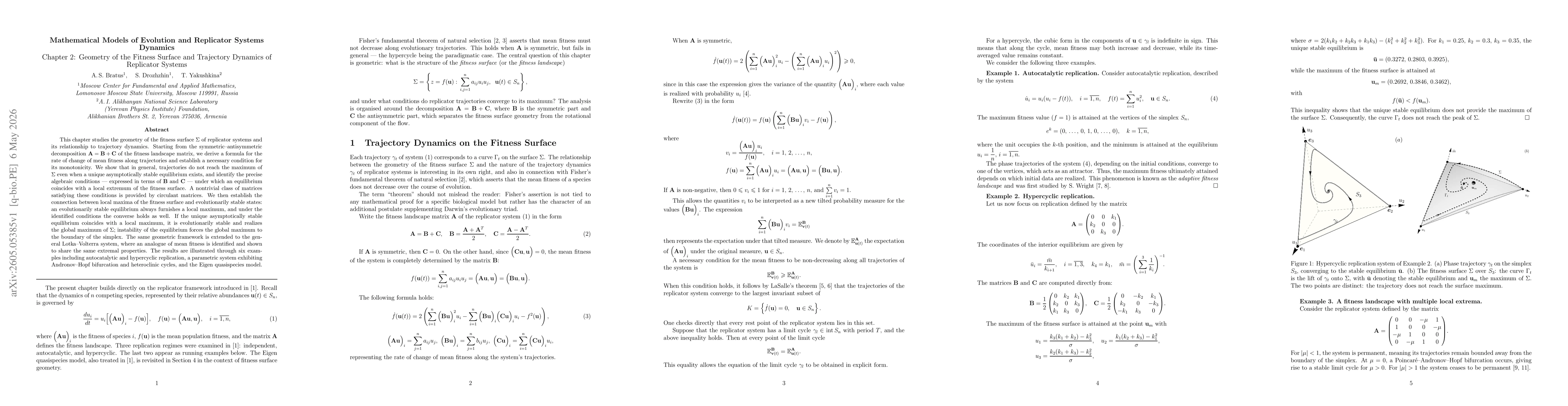 Thumbnail for Chapter 2: Geometry of the Fitness Surface and Trajectory Dynamics of Replicator Systems