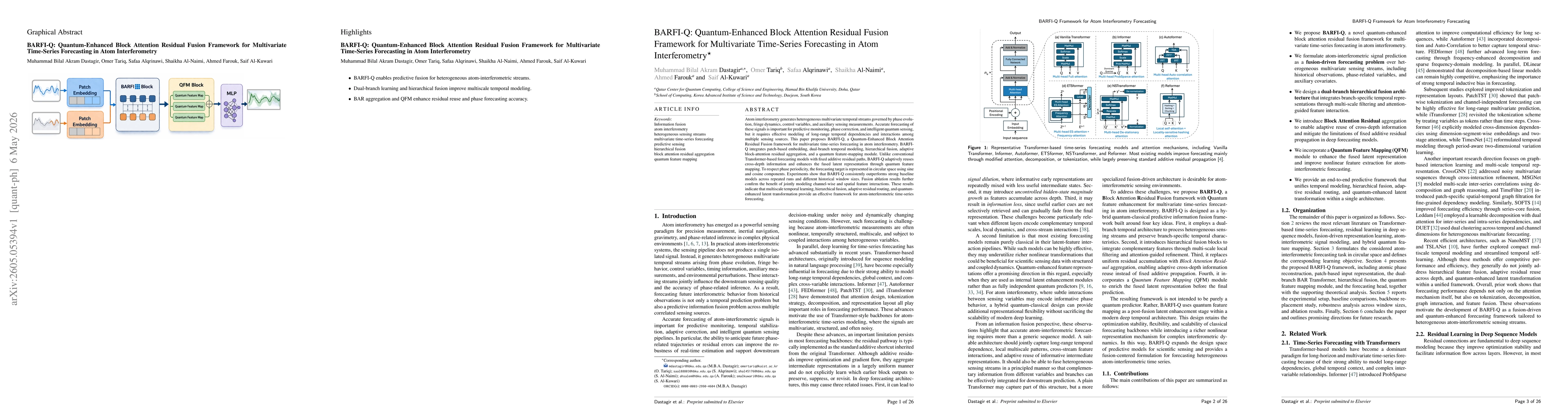 Thumbnail for BARFI-Q: Quantum-Enhanced Block Attention Residual Fusion Framework for Multivariate Time-Series Forecasting in Atom Interferometry