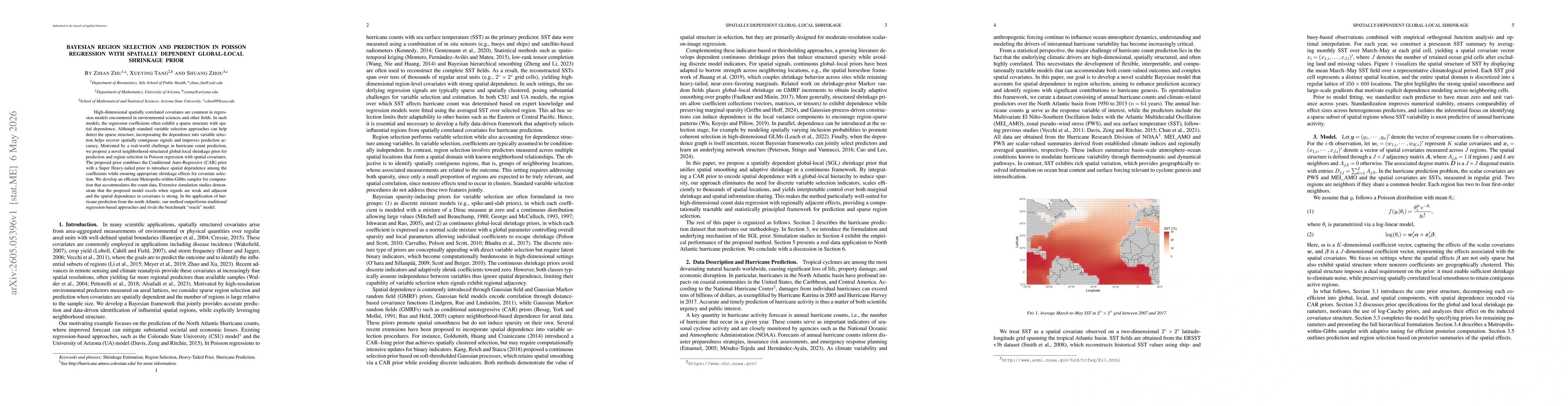 Thumbnail for Bayesian Region Selection and Prediction in Poisson Regression with Spatially Dependent Global-Local Shrinkage Prior