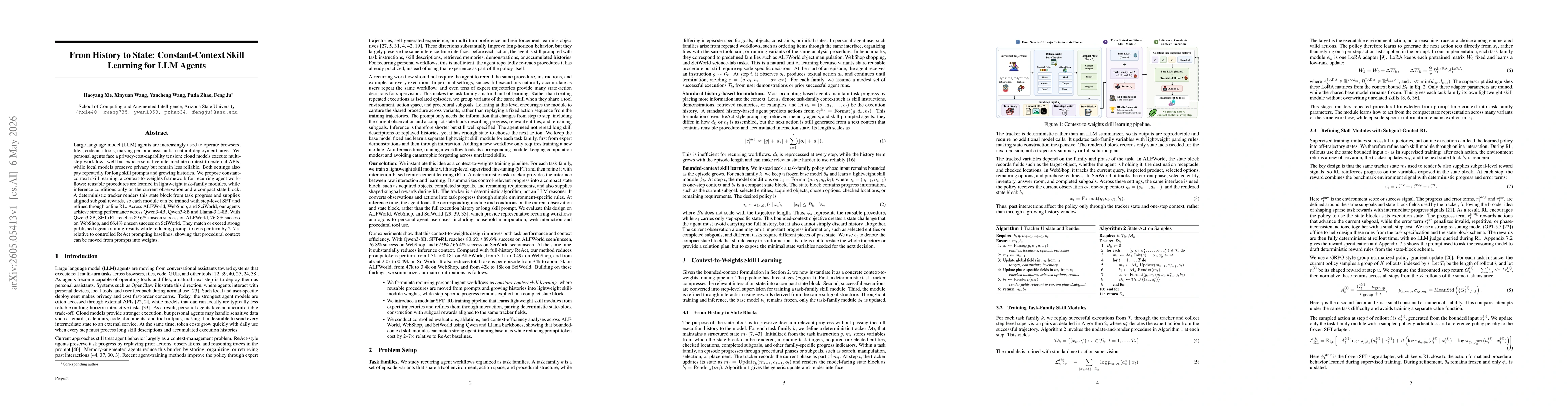Thumbnail for From History to State: Constant-Context Skill Learning for LLM Agents