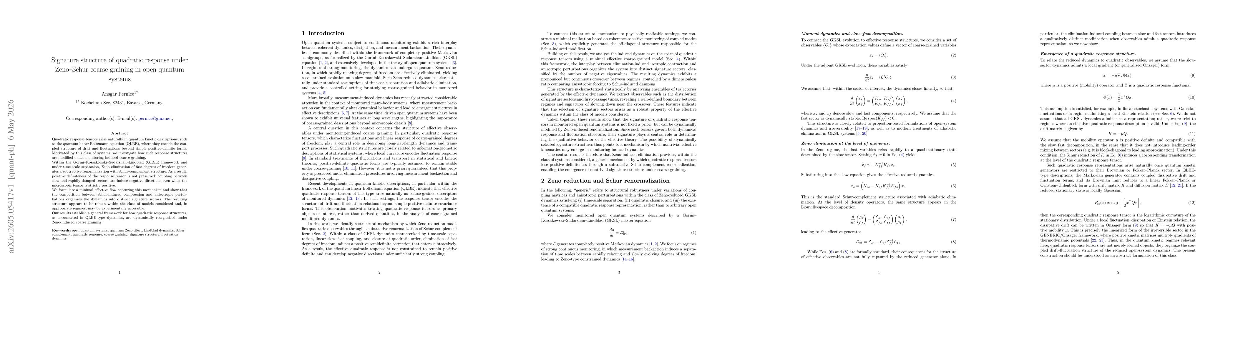 Thumbnail for Signature structure of quadratic response under Zeno-Schur coarse graining in open quantum systems