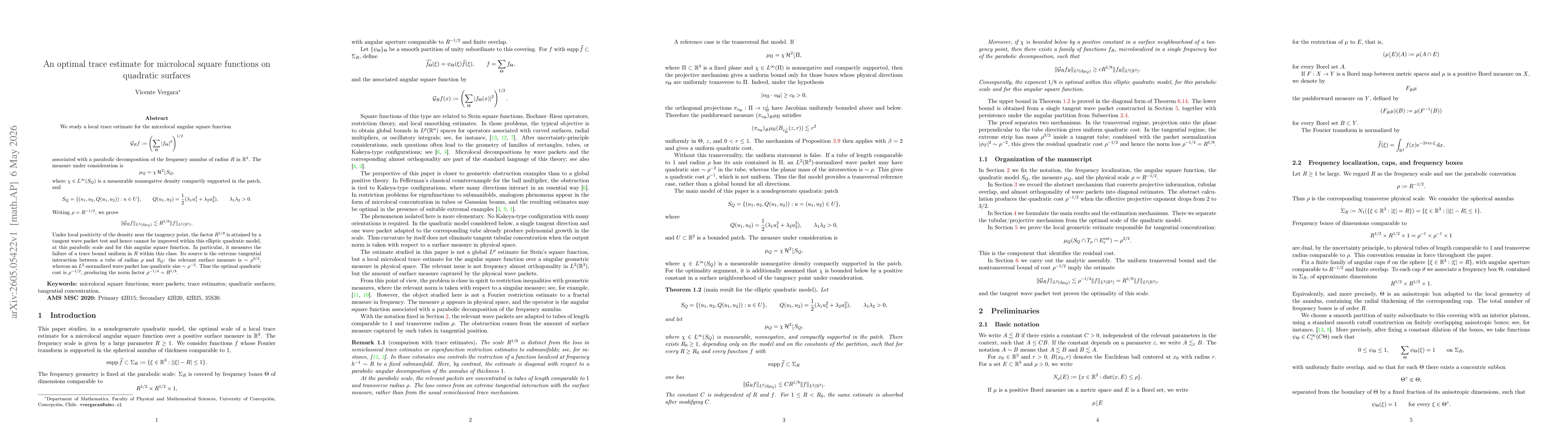 Thumbnail for An optimal trace estimate for microlocal square functions on quadratic surfaces