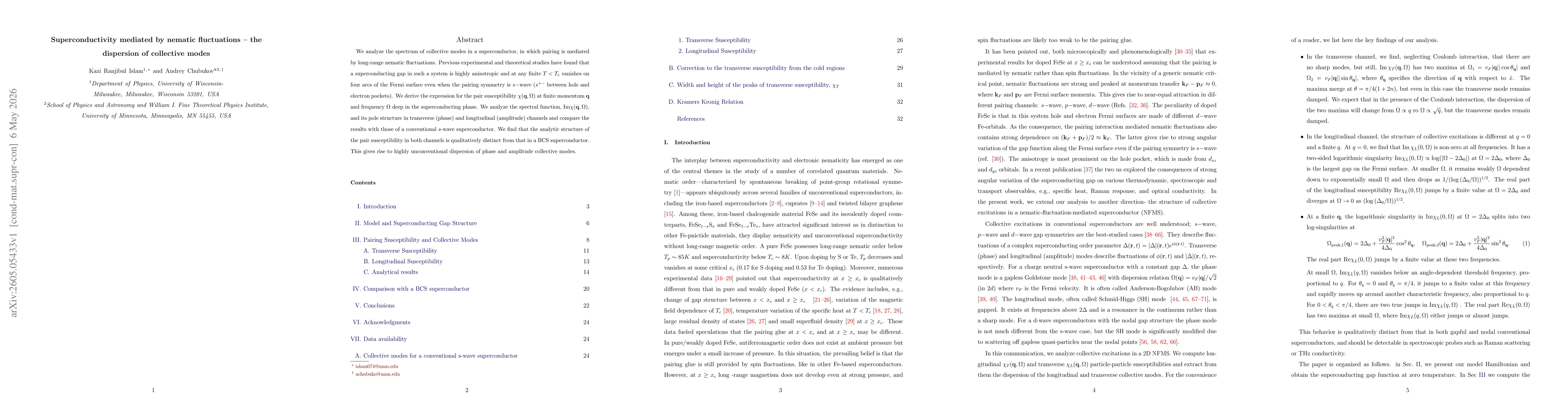 Thumbnail for Superconductivity mediated by nematic fluctuations -- the dispersion of collective modes
