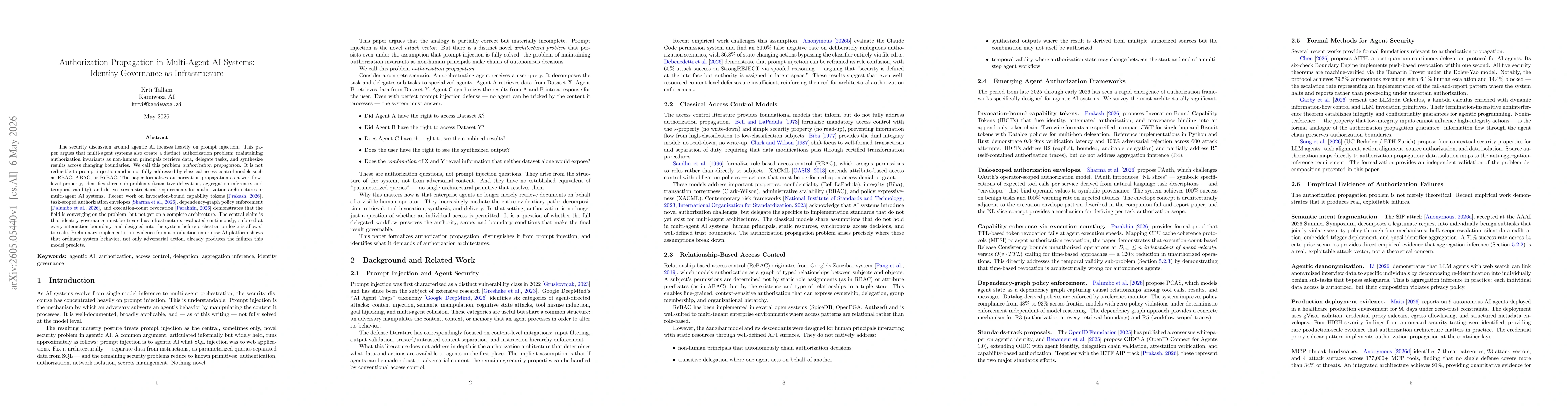 Thumbnail for Authorization Propagation in Multi-Agent AI Systems: Identity Governance as Infrastructure