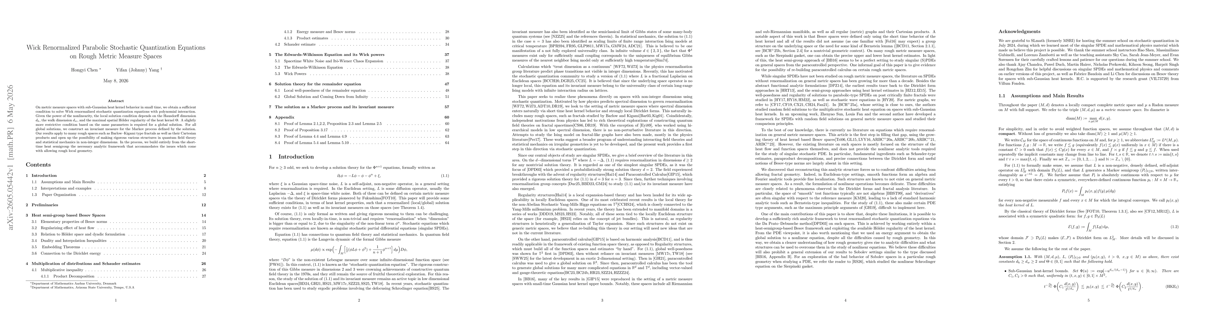 Thumbnail for Wick Renormalized Parabolic Stochastic Quantization Equations on Rough Metric Measure Spaces