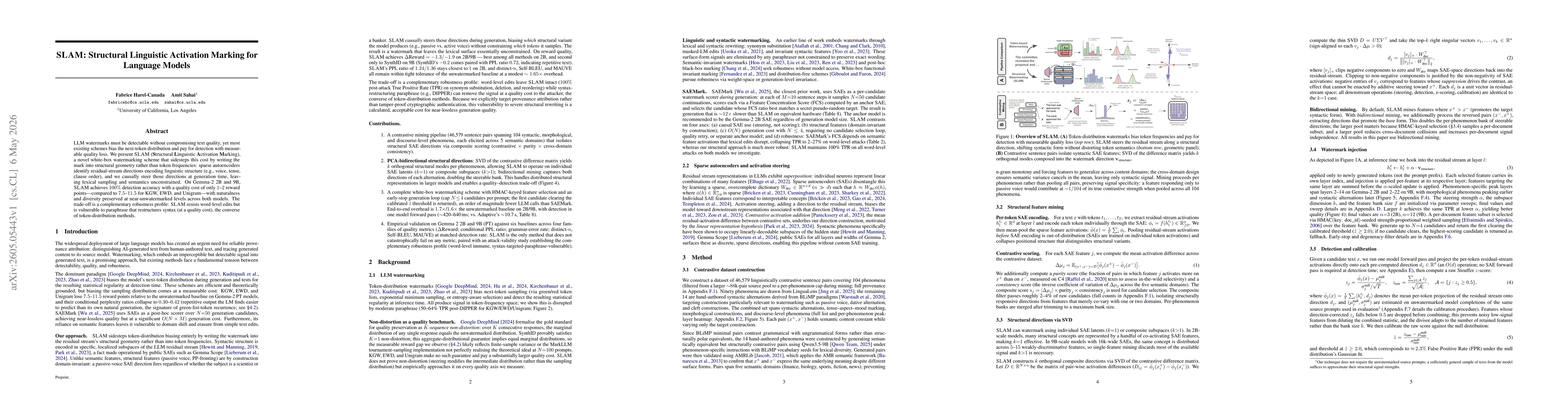 Thumbnail for SLAM: Structural Linguistic Activation Marking for Language Models