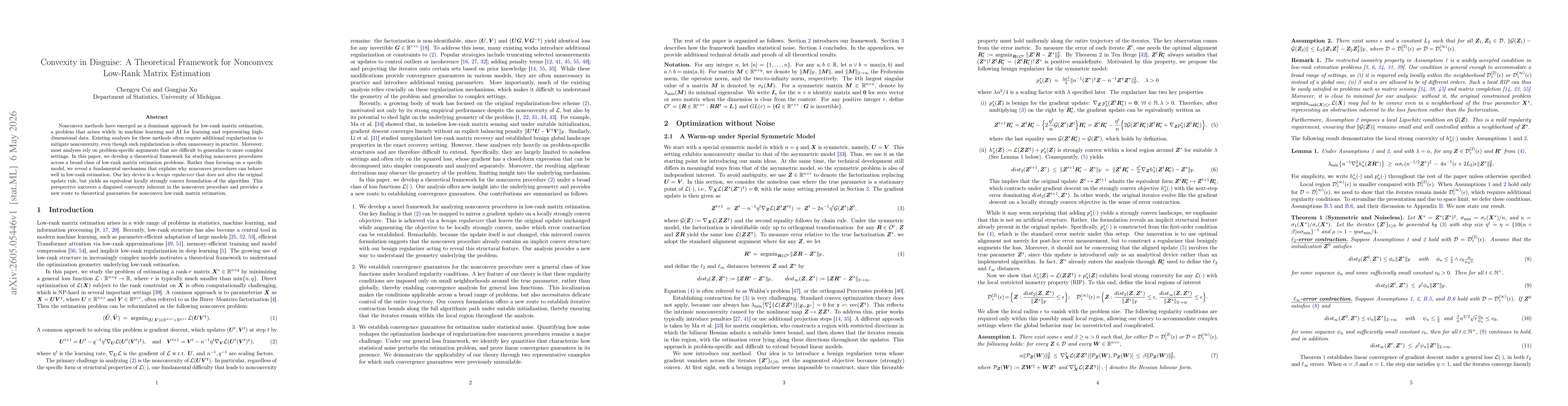Thumbnail for Convexity in Disguise: A Theoretical Framework for Nonconvex Low-Rank Matrix Estimation