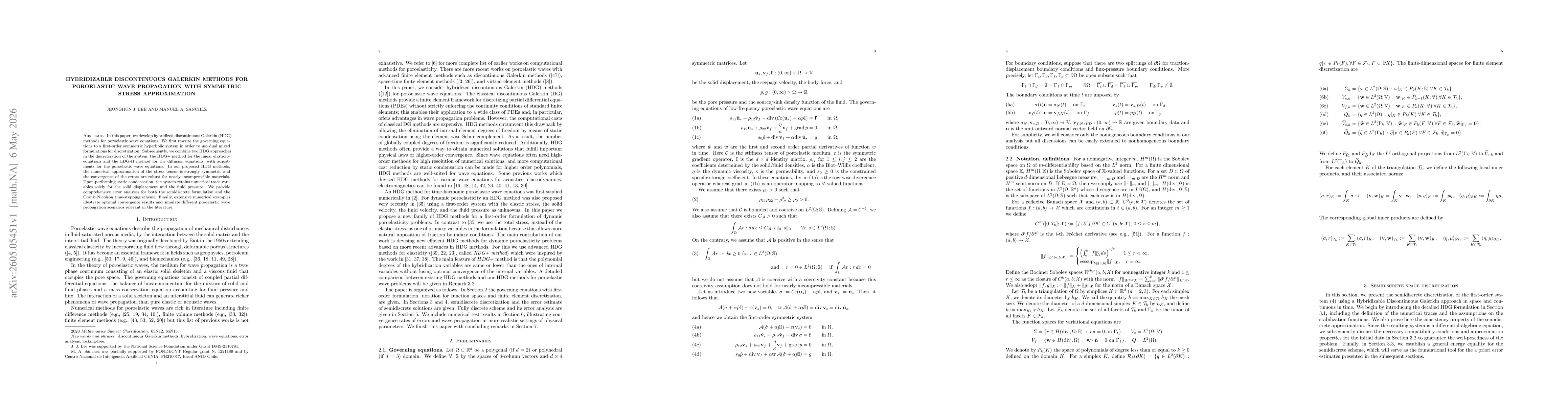 Thumbnail for Hybridizable discontinuous Galerkin methods for poroelastic wave propagation with symmetric stress approximation