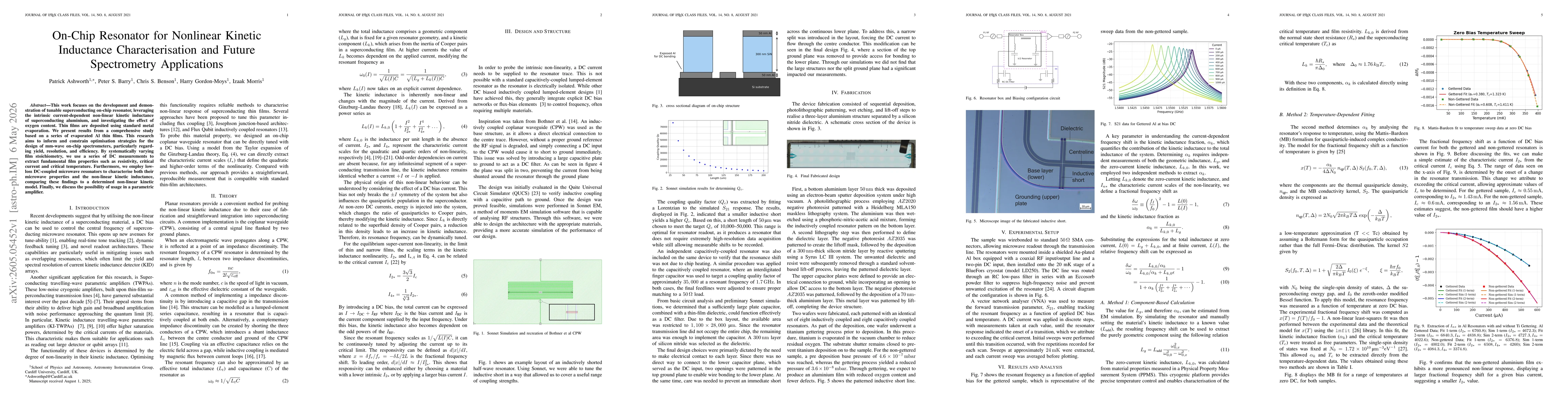 Thumbnail for On-Chip Resonator for Nonlinear Kinetic Inductance Characterisation and Future Spectrometry Applications