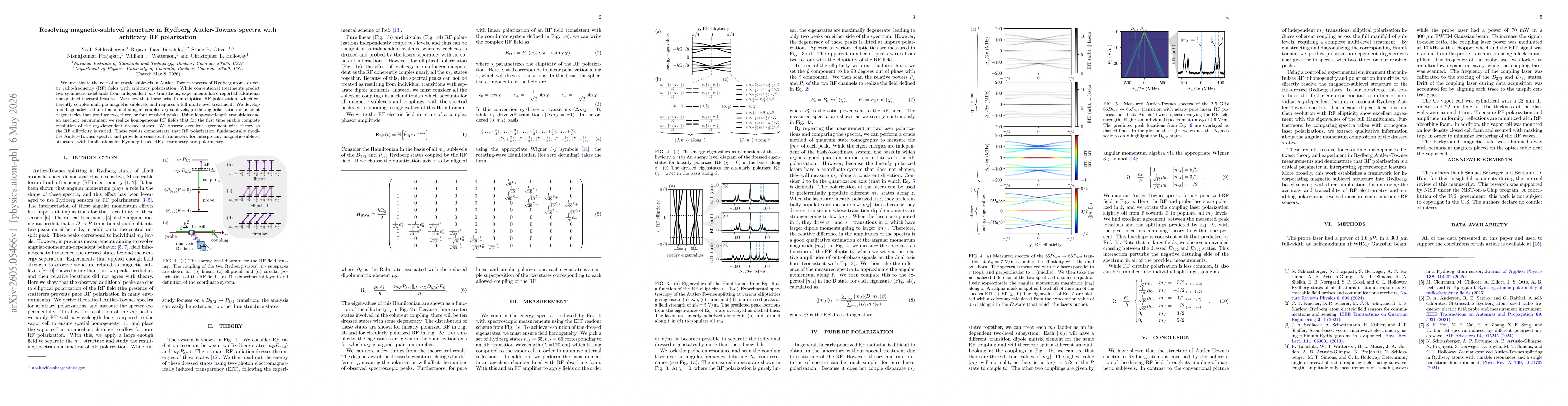 Thumbnail for Resolving magnetic-sublevel structure in Rydberg Autler-Townes spectra with arbitrary RF polarization
