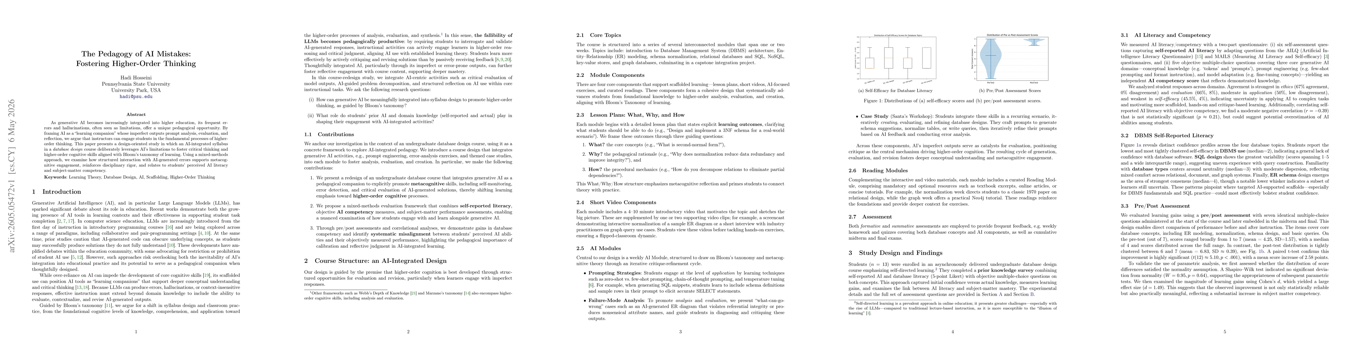 Thumbnail for The Pedagogy of AI Mistakes: Fostering Higher-Order Thinking