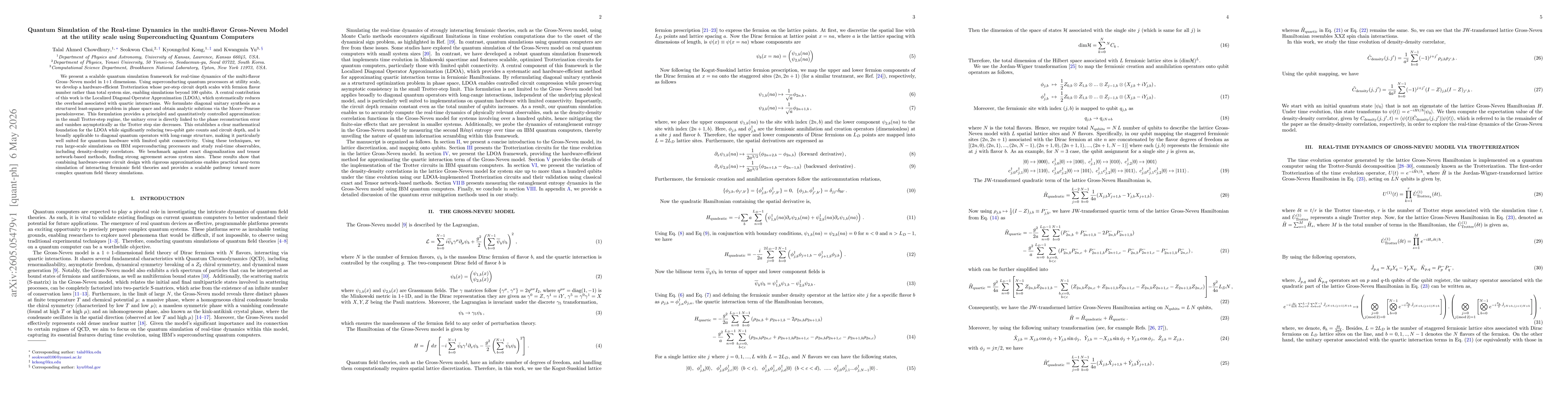 Thumbnail for Quantum Simulation of the Real-time Dynamics in the multi-flavor Gross-Neveu Model at the utility scale using Superconducting Quantum Computers